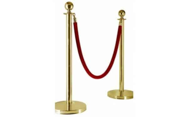 gold barrier post red rope